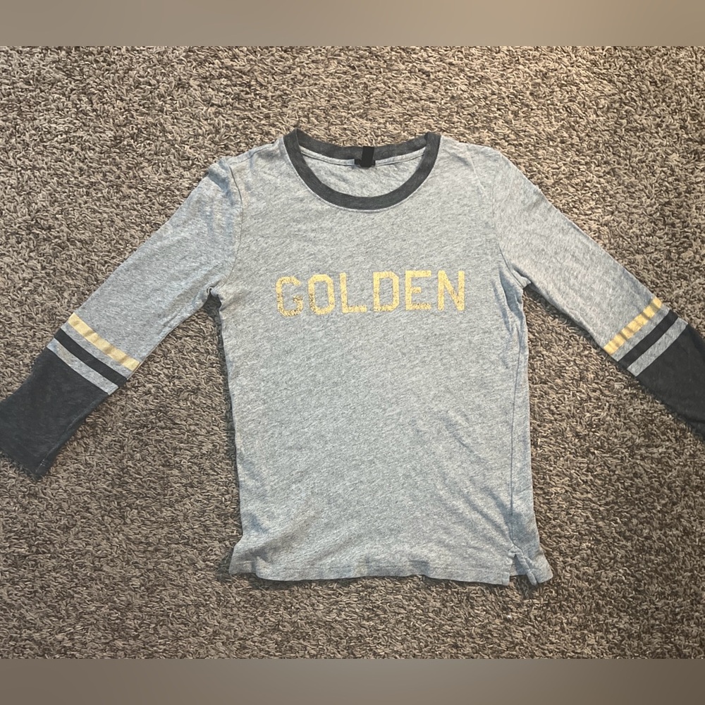 J Crew XS Women's 3/4 Gray Jersey Tee “Golden”